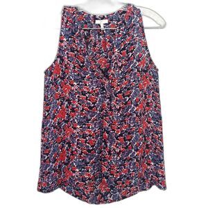 Joie Silk Sleeveless V neck Top XS Red Blue Purple